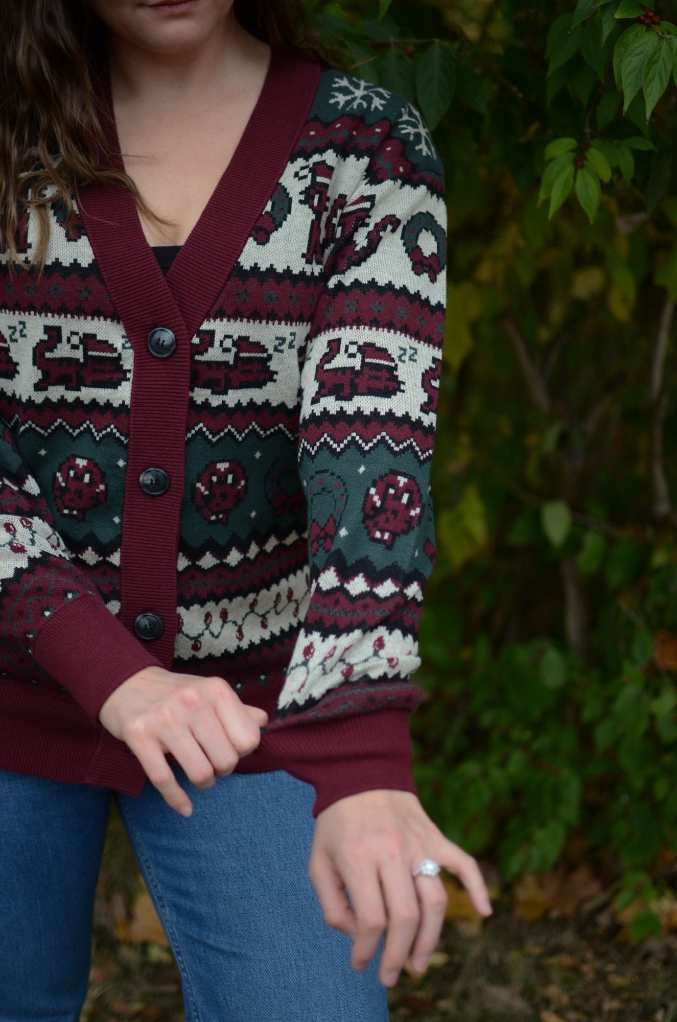 Christmas Pixel Kitty Cardigan