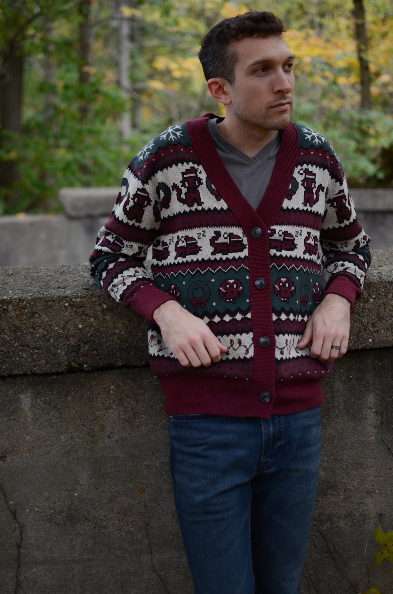 Christmas Pixel Kitty Cardigan