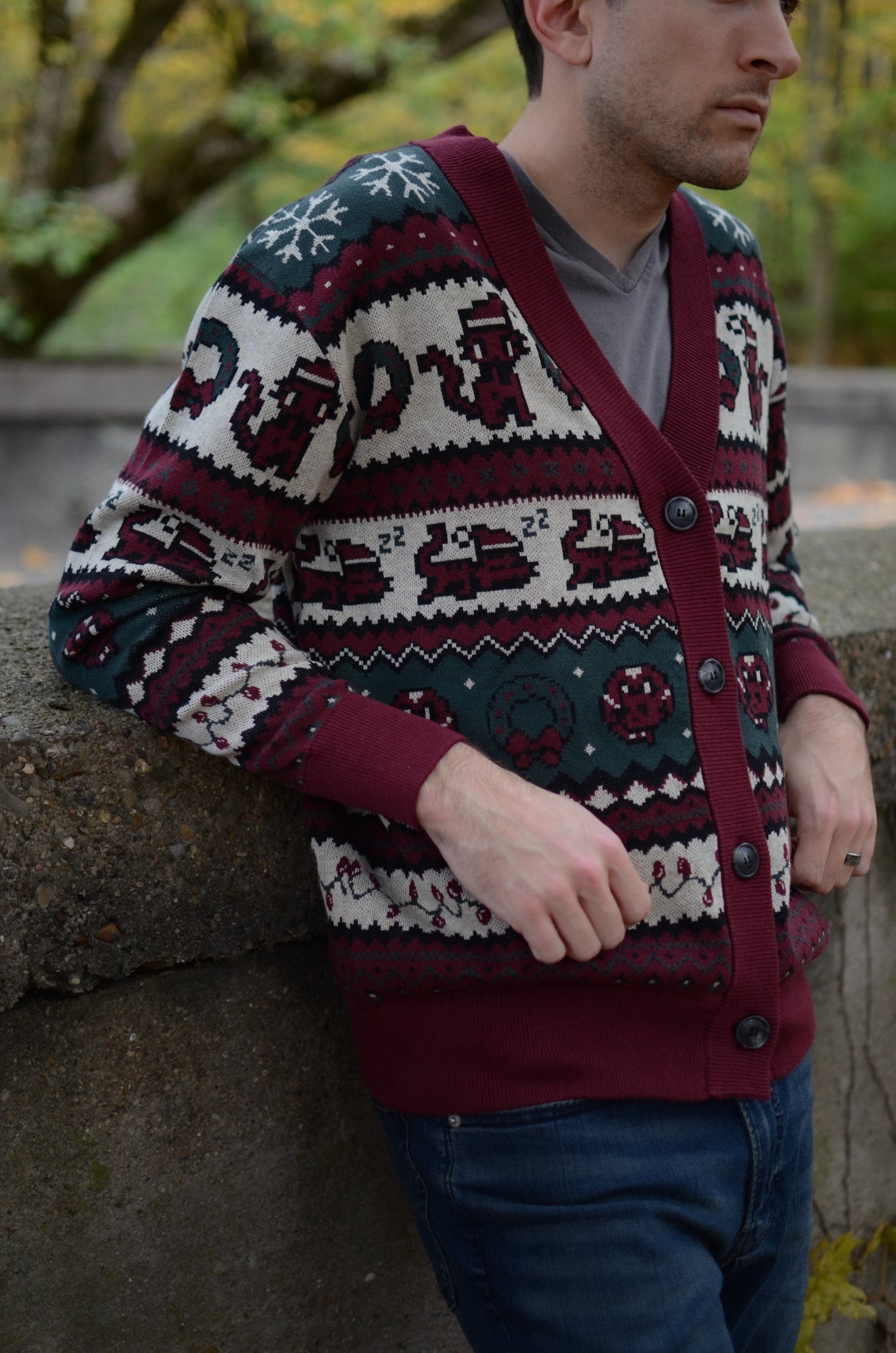 Christmas Pixel Kitty Cardigan