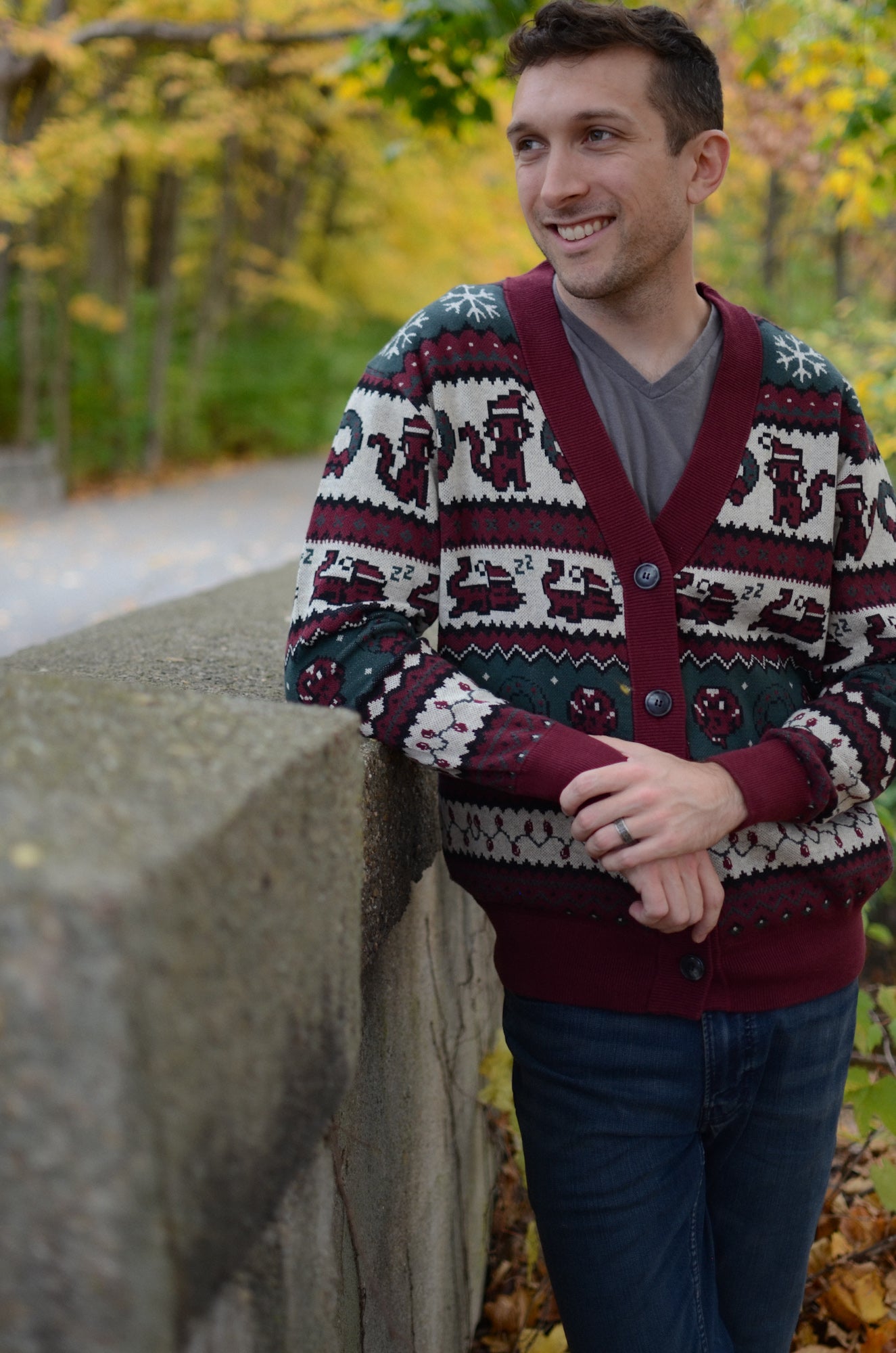 Christmas Pixel Kitty Cardigan