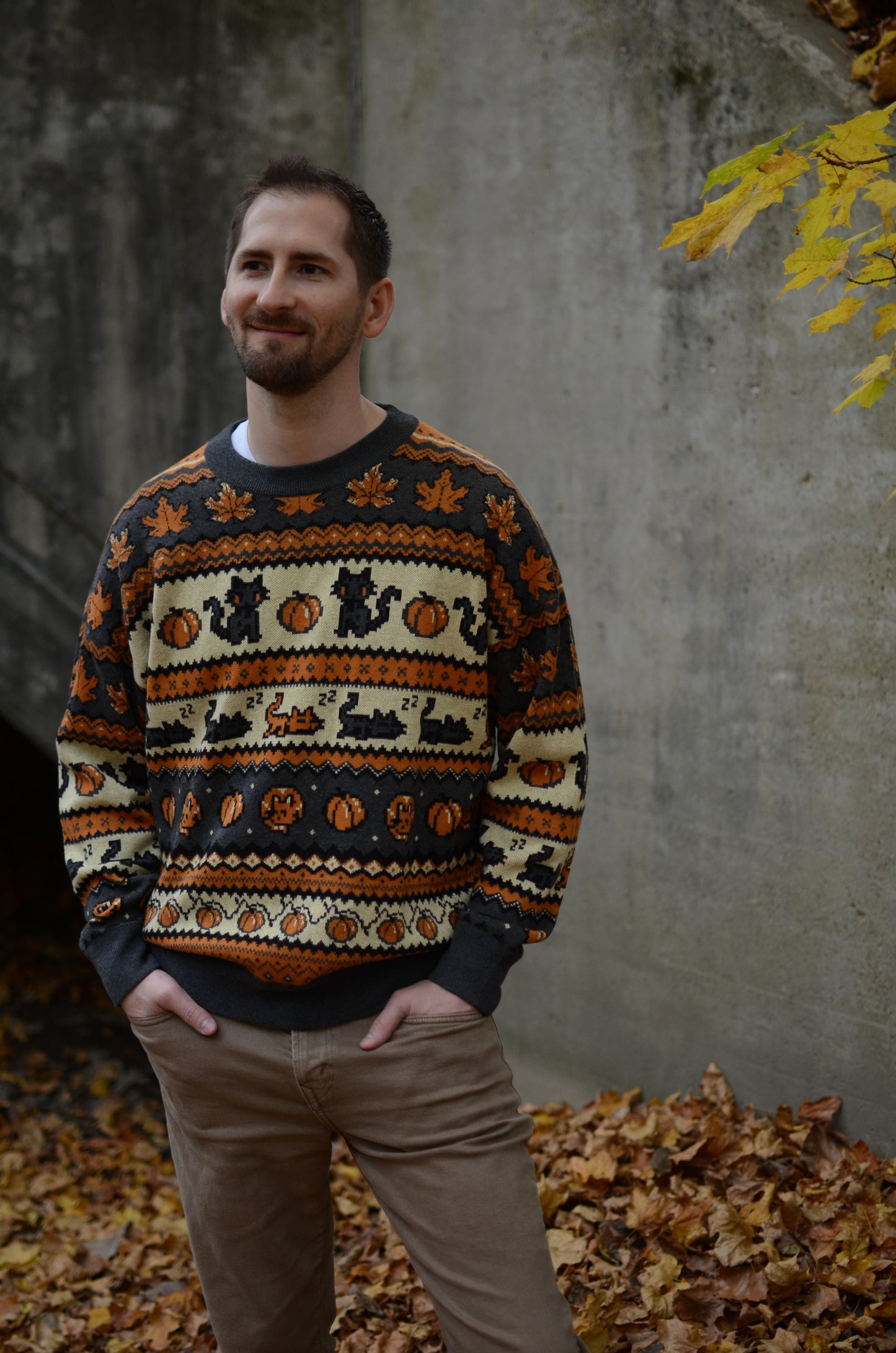 Fall Pixel Kitties Sweater