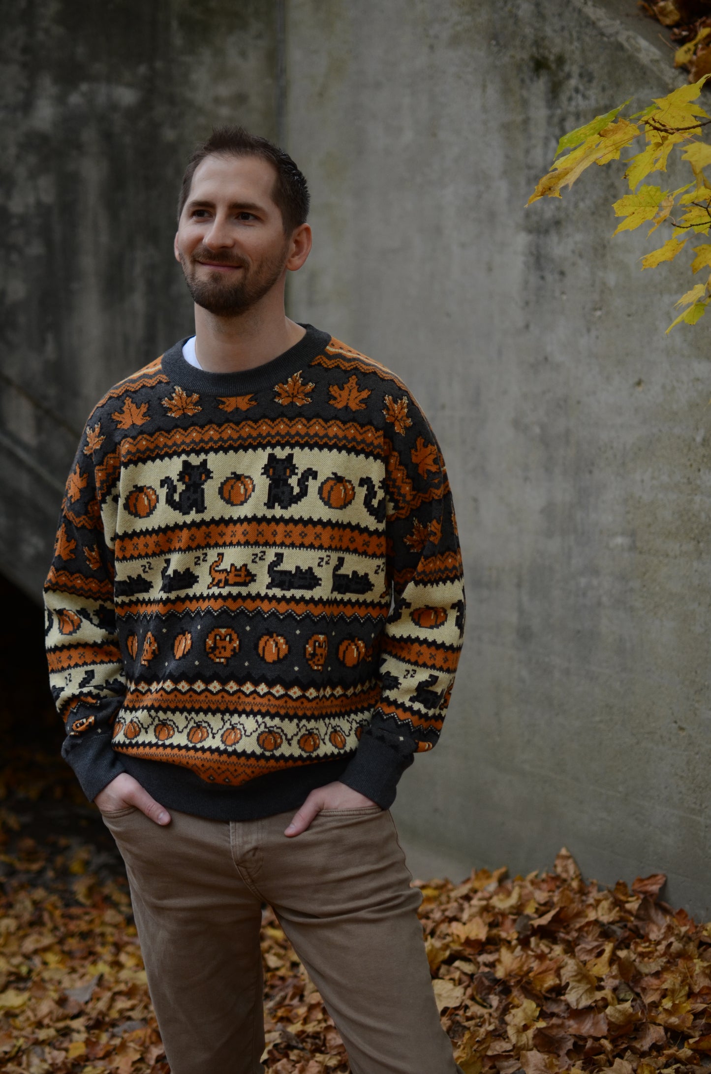 Fall Pixel Kitties Sweater