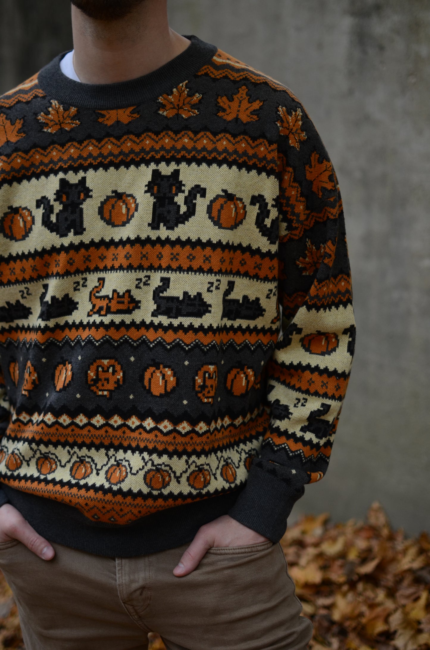 Fall Pixel Kitties Sweater