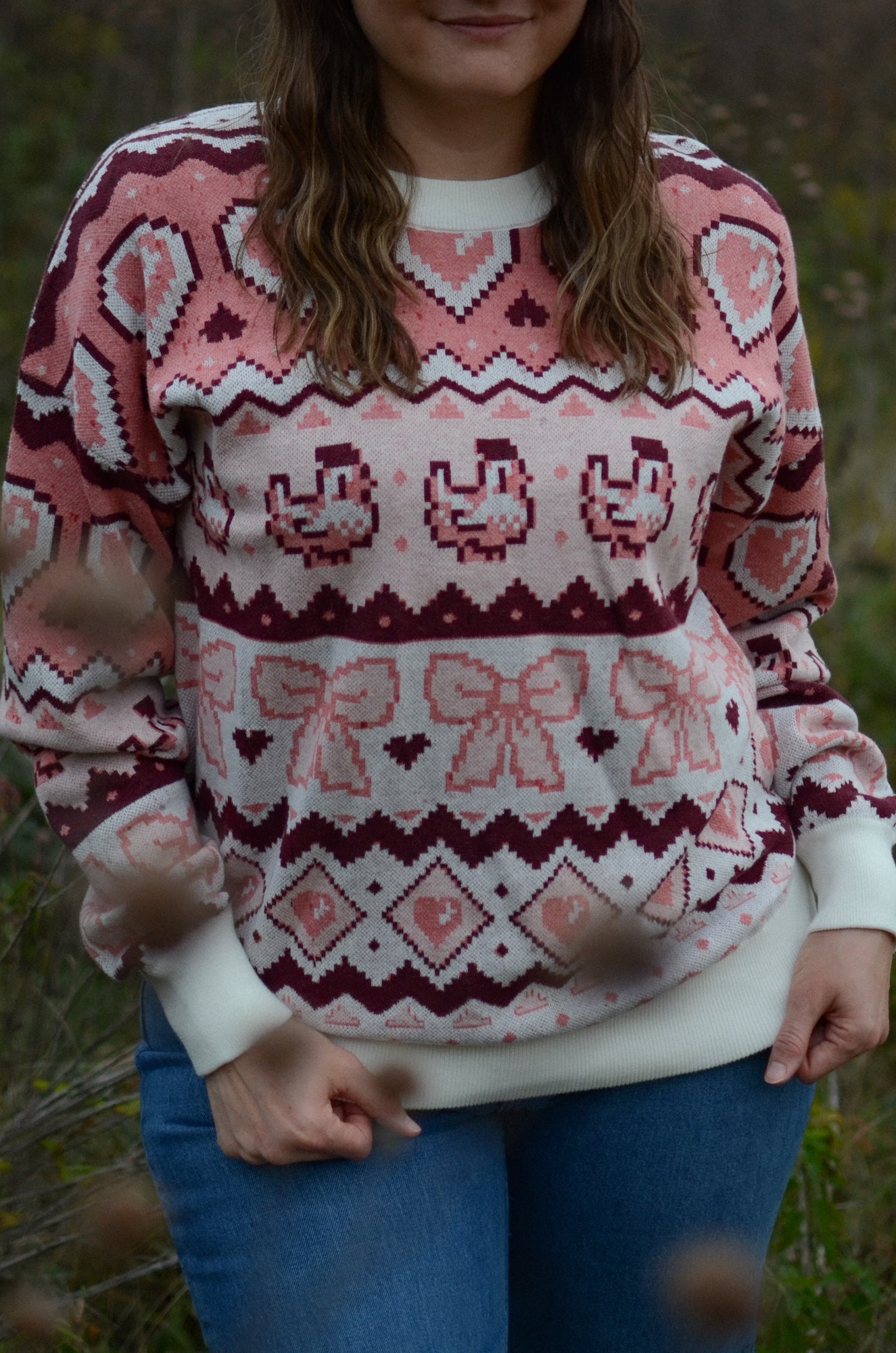 Pixel Chicken Love Sweater