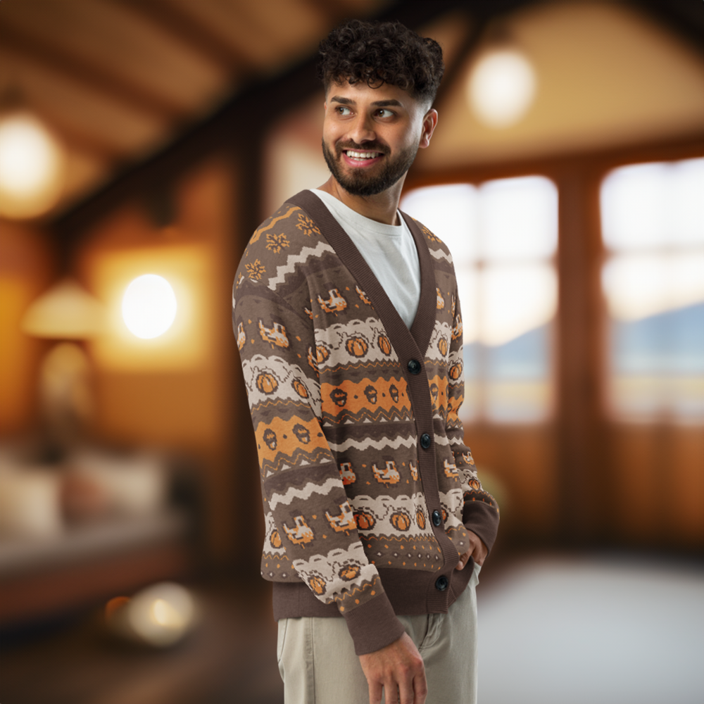 Fall Pixel Chicken Cardigan