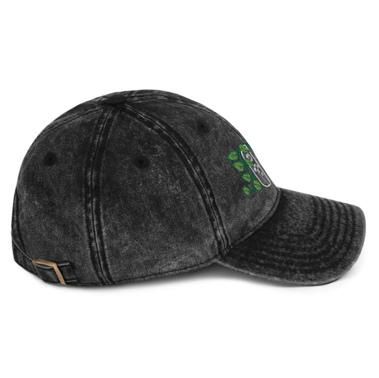 Joy Con Leaf Embroidered Denim Cap