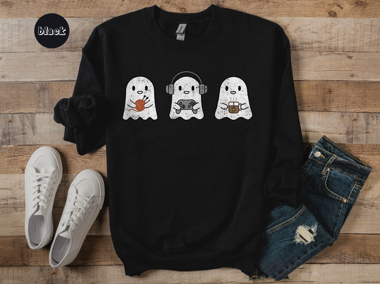 Cozy Gaming Ghosts Knitting Crewneck