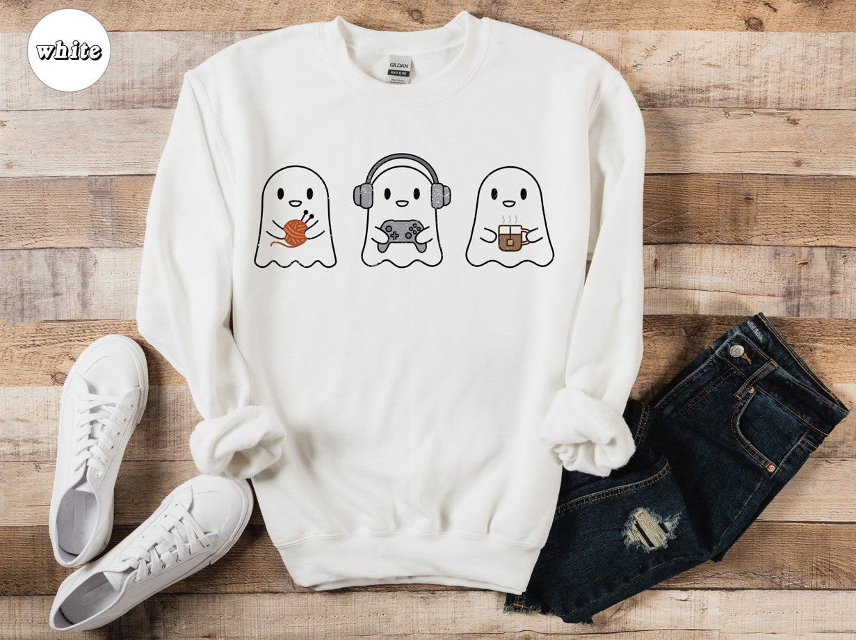 Cozy Gaming Ghosts Knitting Crewneck