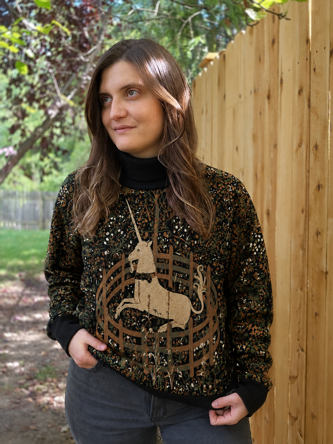 Unicorn Tapestry Turtleneck Sweater