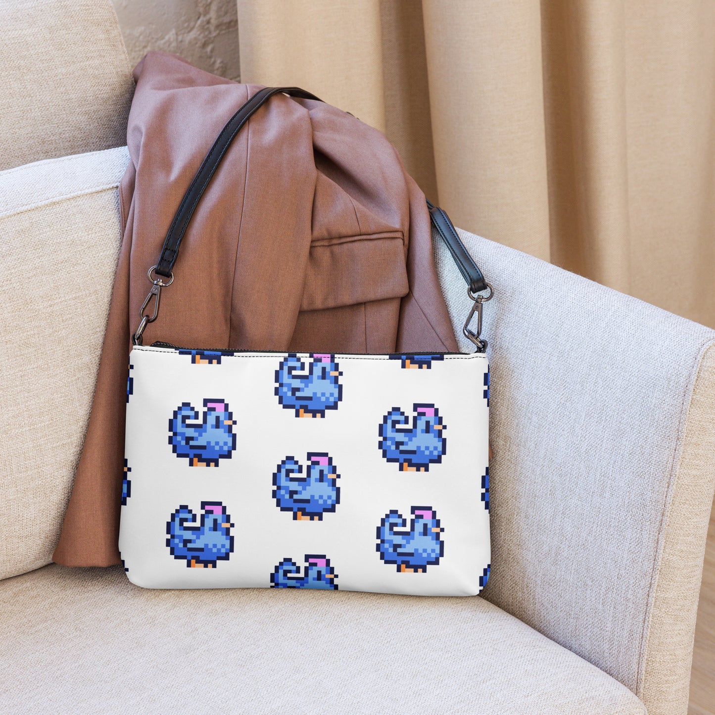 Blue Pixel Chicken Crossbody bag