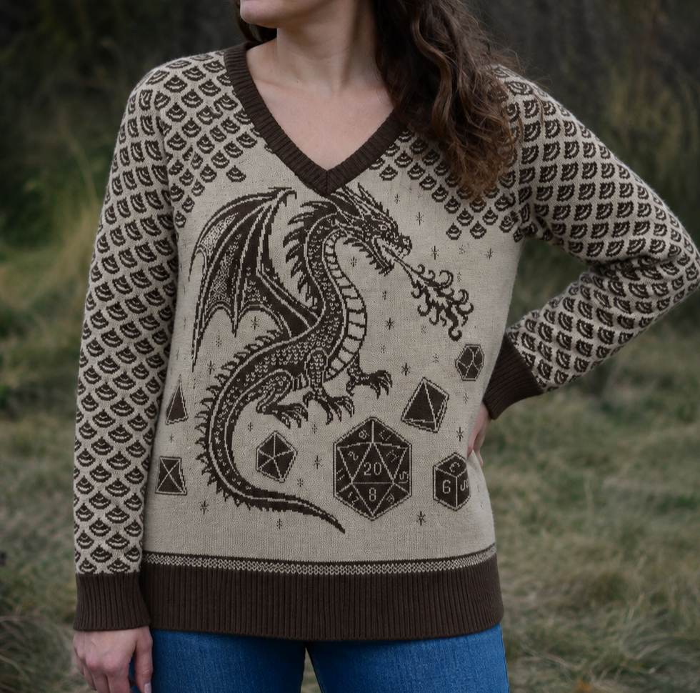 Dragon Scales and Dice V Neck Sweater
