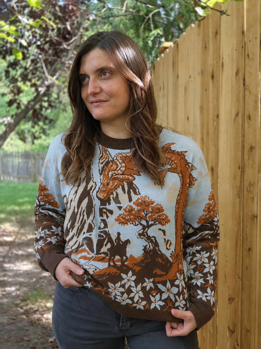 Hero and Fire Dragon Knit Sweater