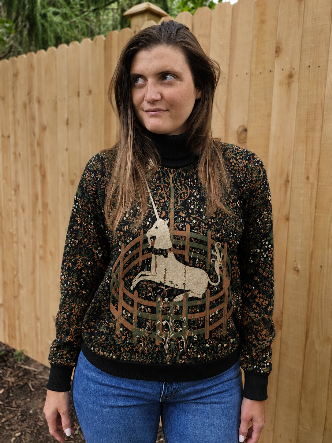 Unicorn Tapestry Turtleneck Sweater