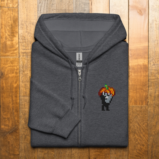Embroidered Pumpkin Hat Krobus Zip Hoodie