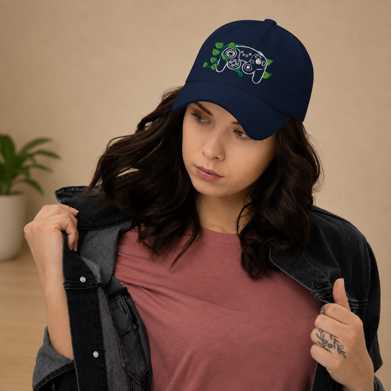 GC Embroidered Game Controller Leaf Dad Hat