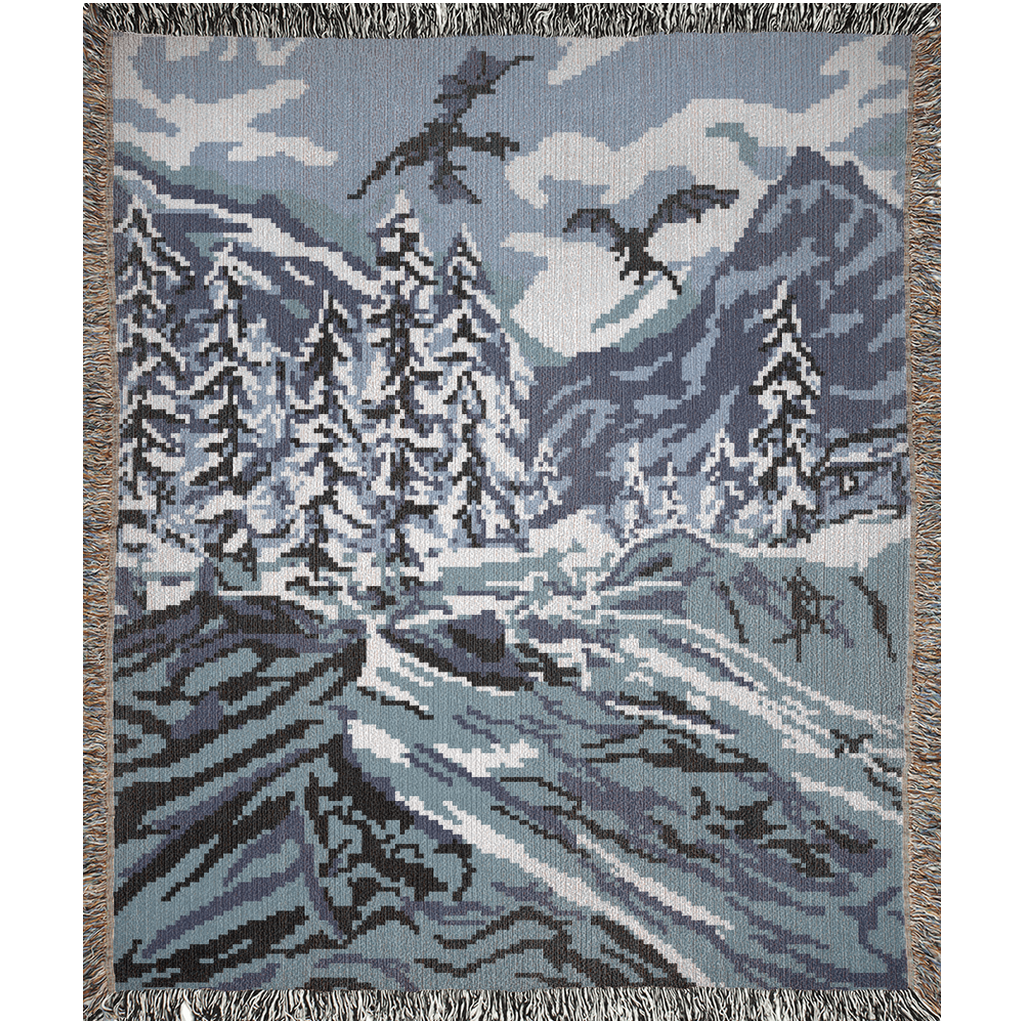 Winter Scene Dragon Woven Throw Blanket