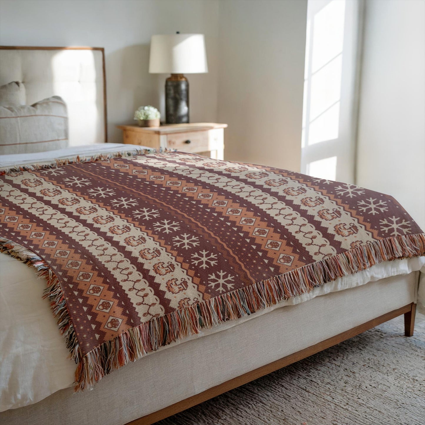 Christmas Pixel Chickens Woven Throw Blanket