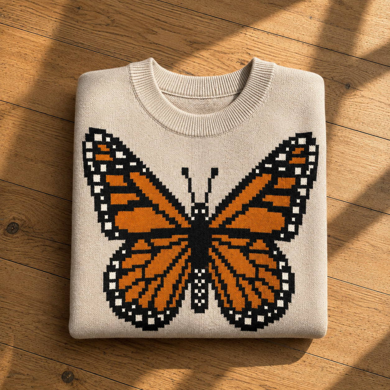 Pixel Monarch Butterfly Knit Sweater