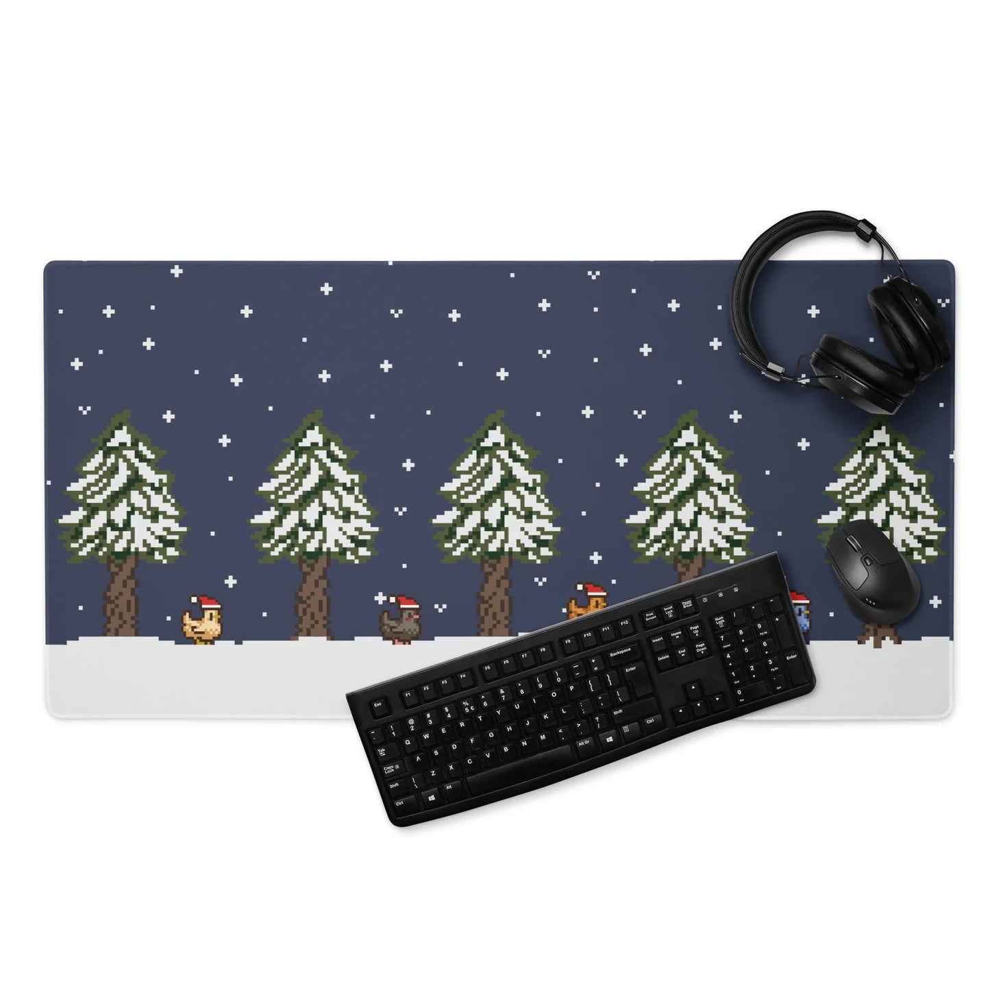 Christmas Pixel Chickens Desk Mat