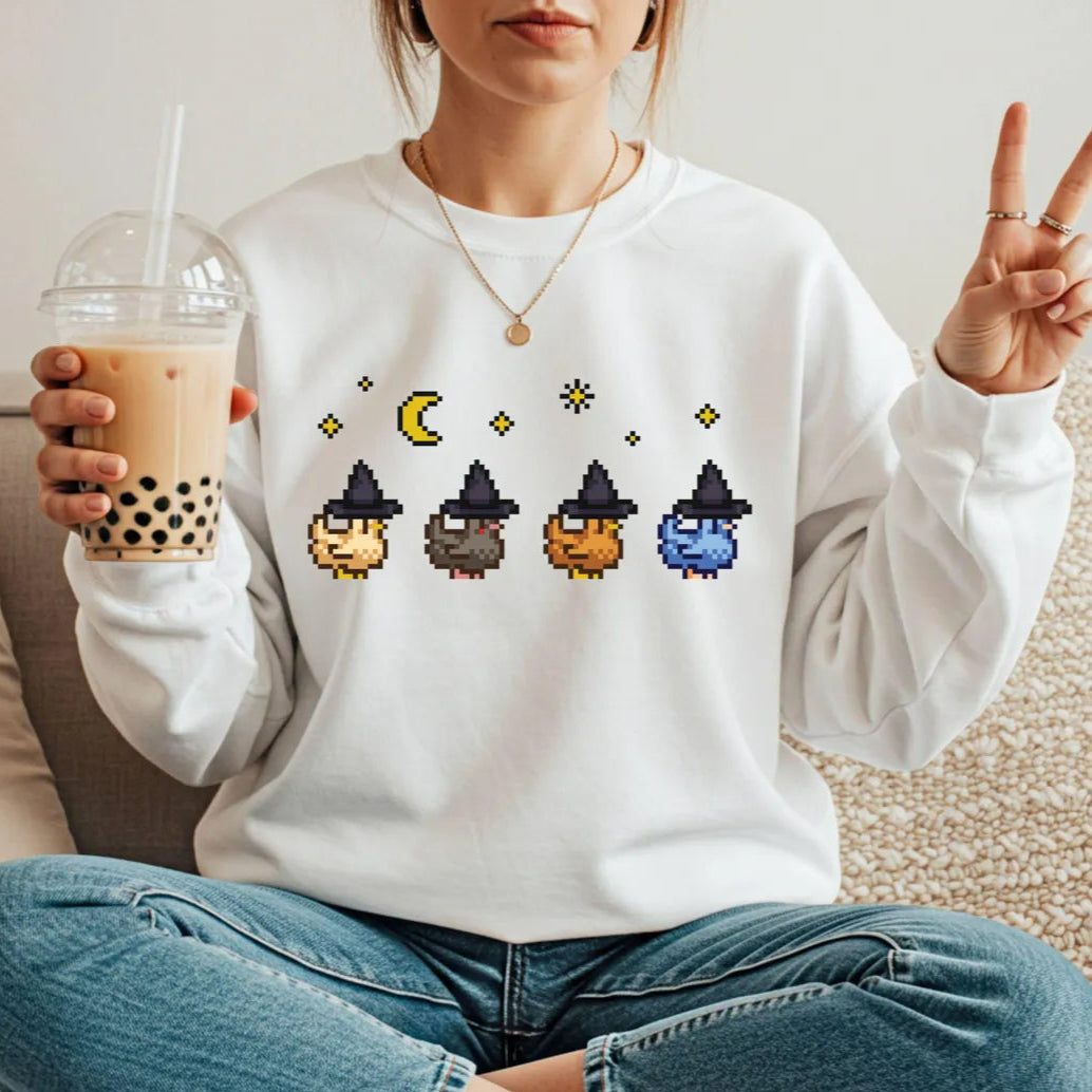 Witchy Pixel Chickens Crewneck