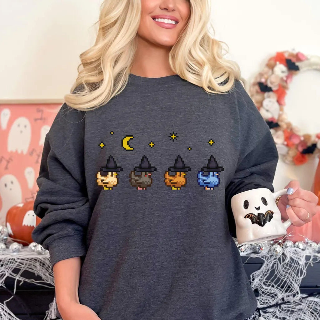 Witchy Pixel Chickens Crewneck
