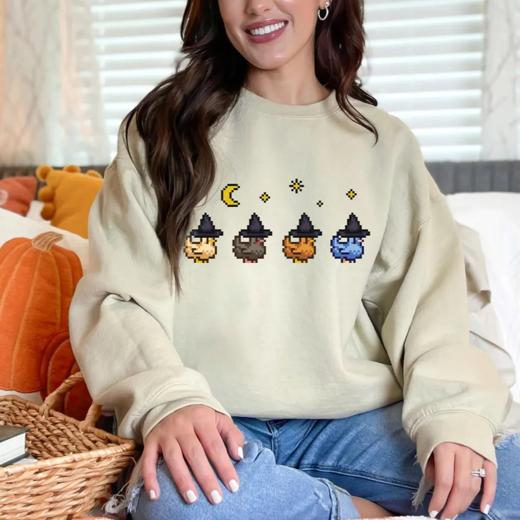 Witchy Pixel Chickens Crewneck