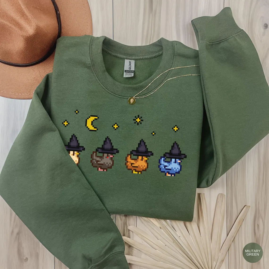 Witchy Pixel Chickens Crewneck