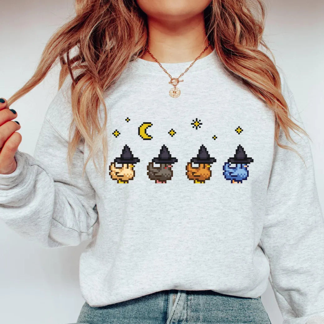 Witchy Pixel Chickens Crewneck
