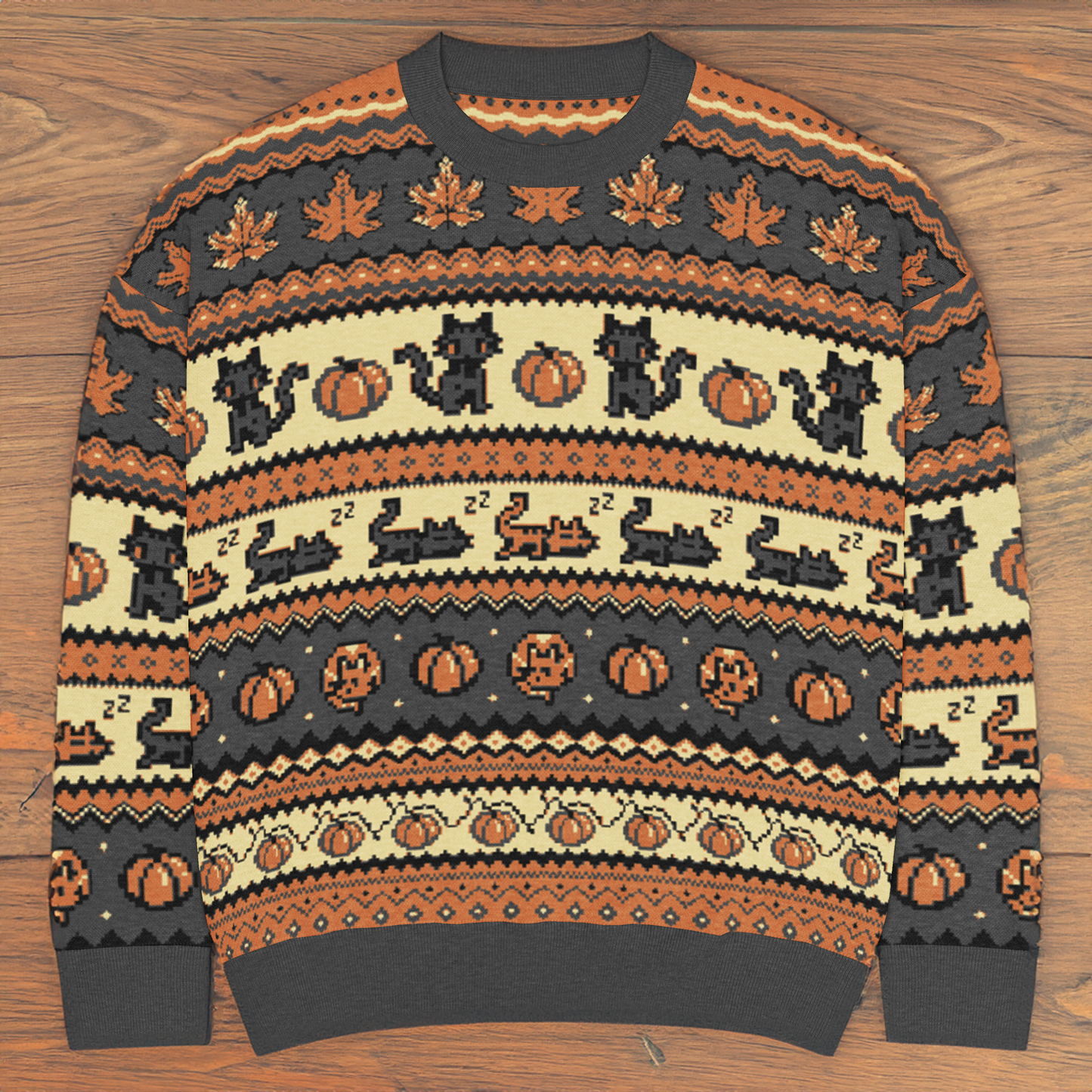 Fall Pixel Kitties Sweater