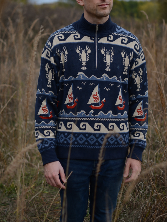 Wind and Wake Quarter Zip Sweater