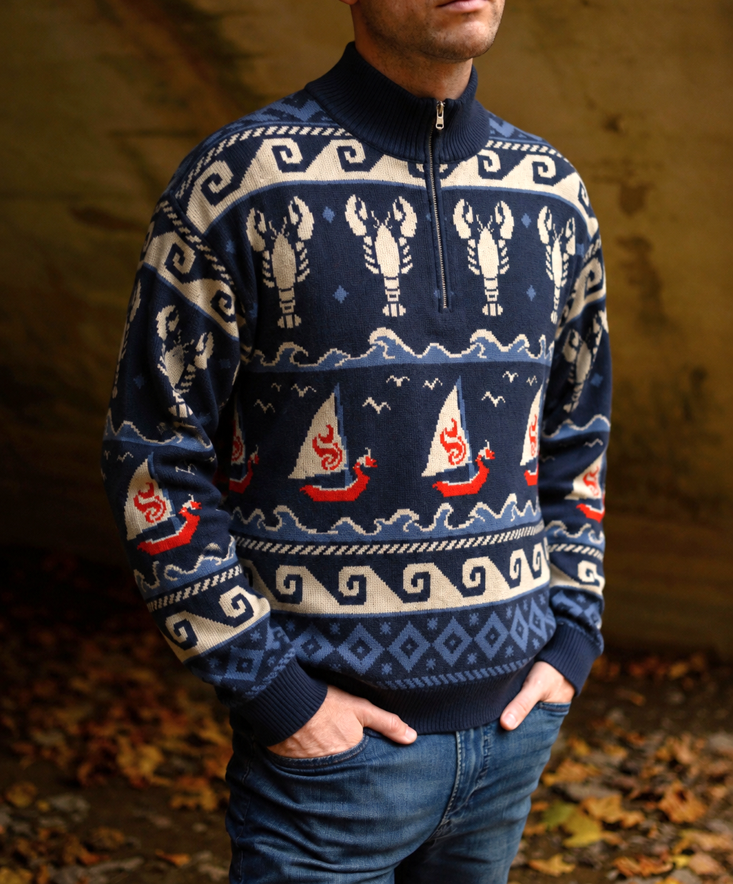 Wind and Wake Quarter Zip Sweater