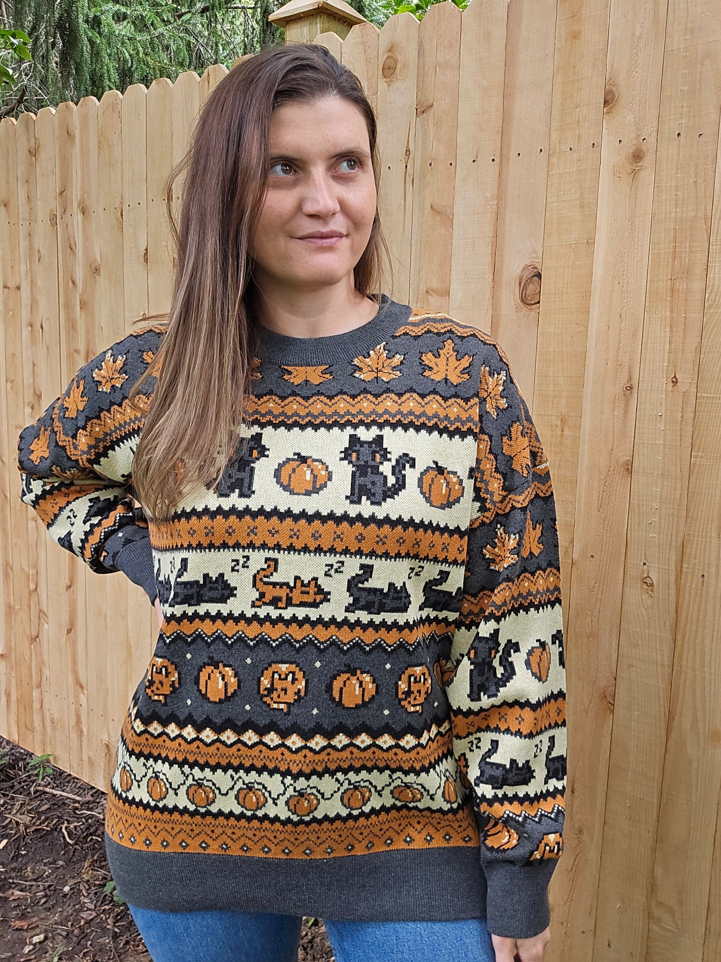 Fall Pixel Kitties Sweater