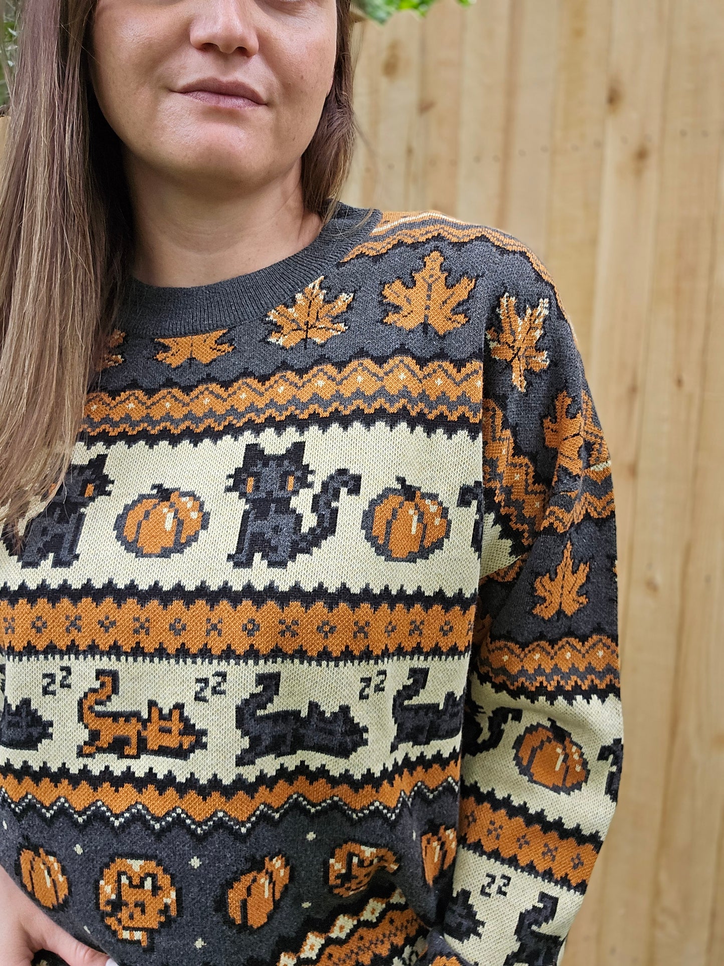 Fall Pixel Kitties Sweater