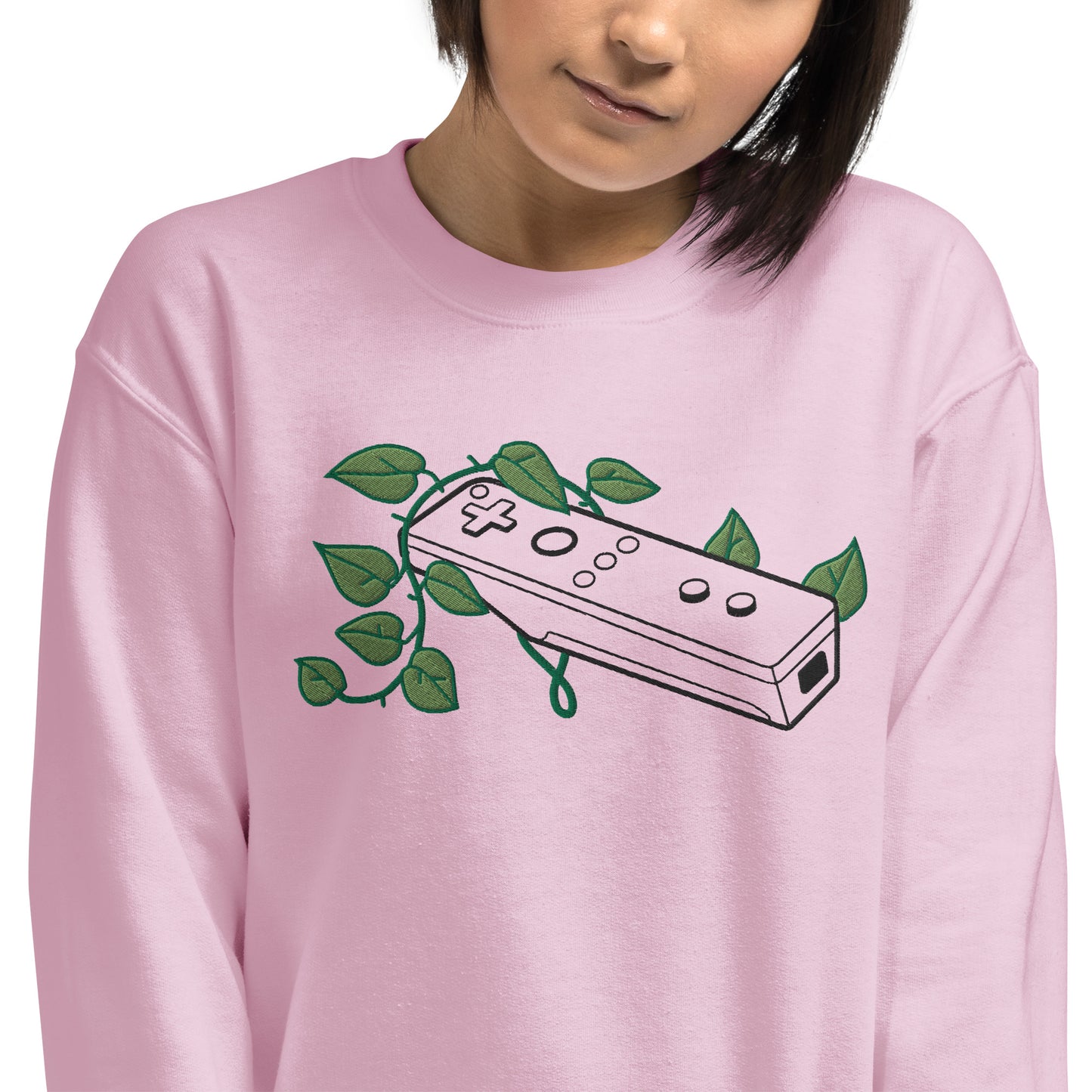 Wii Mote Embroidered Leaf Crewneck Sweatshirt