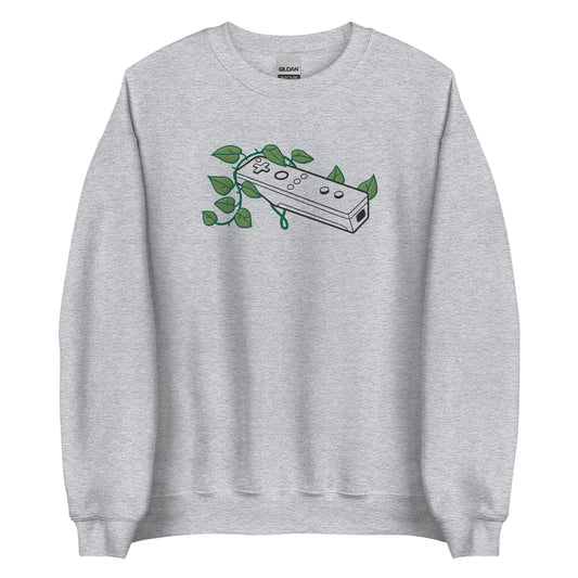 Wii Mote Embroidered Leaf Crewneck Sweatshirt