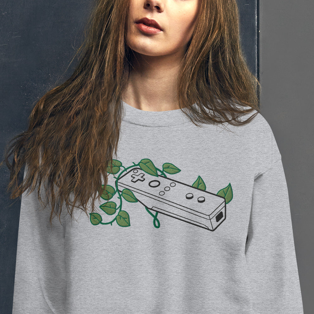 Wii Mote Embroidered Leaf Crewneck Sweatshirt