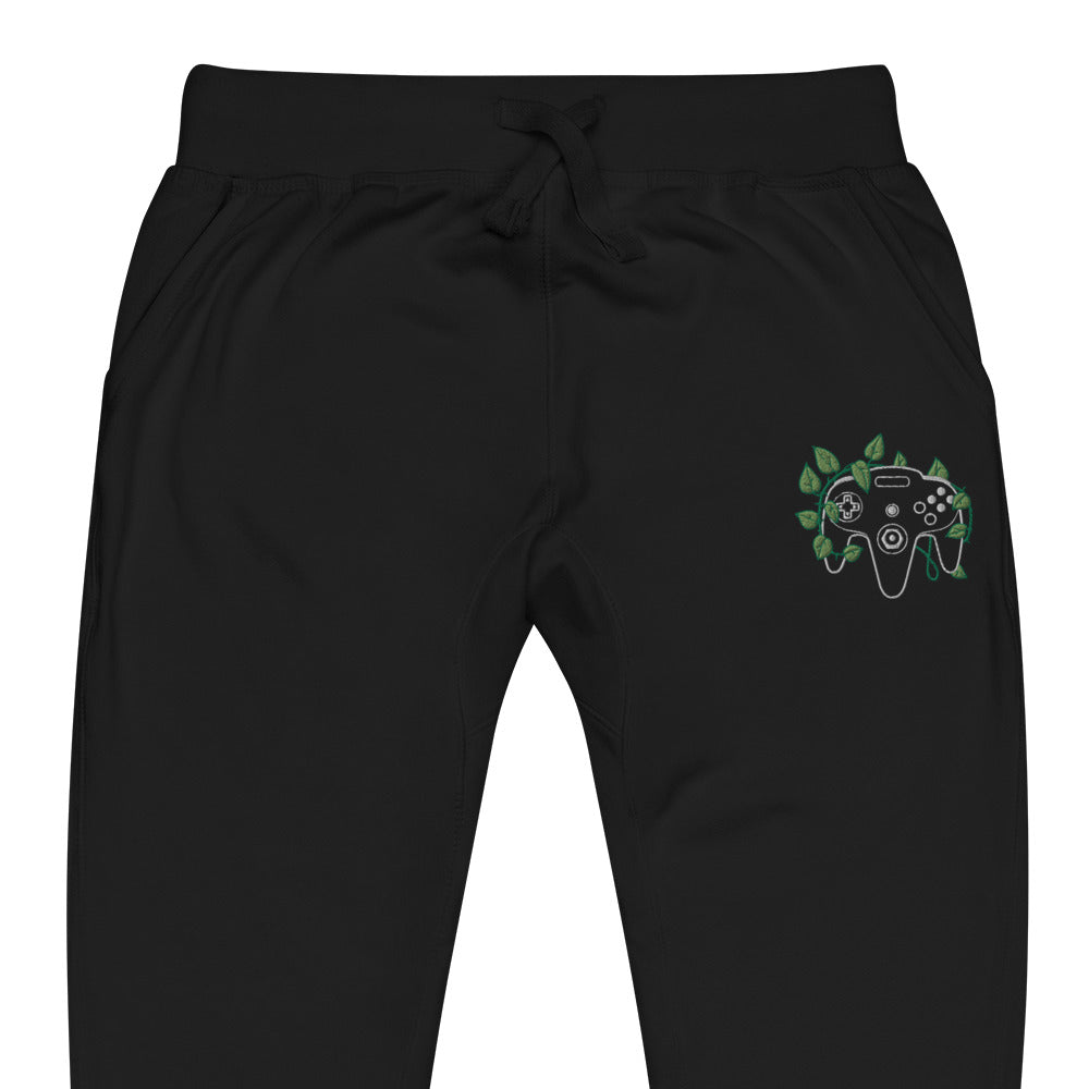 N64 Leaf Embroidered Unisex Fleece Sweatpants