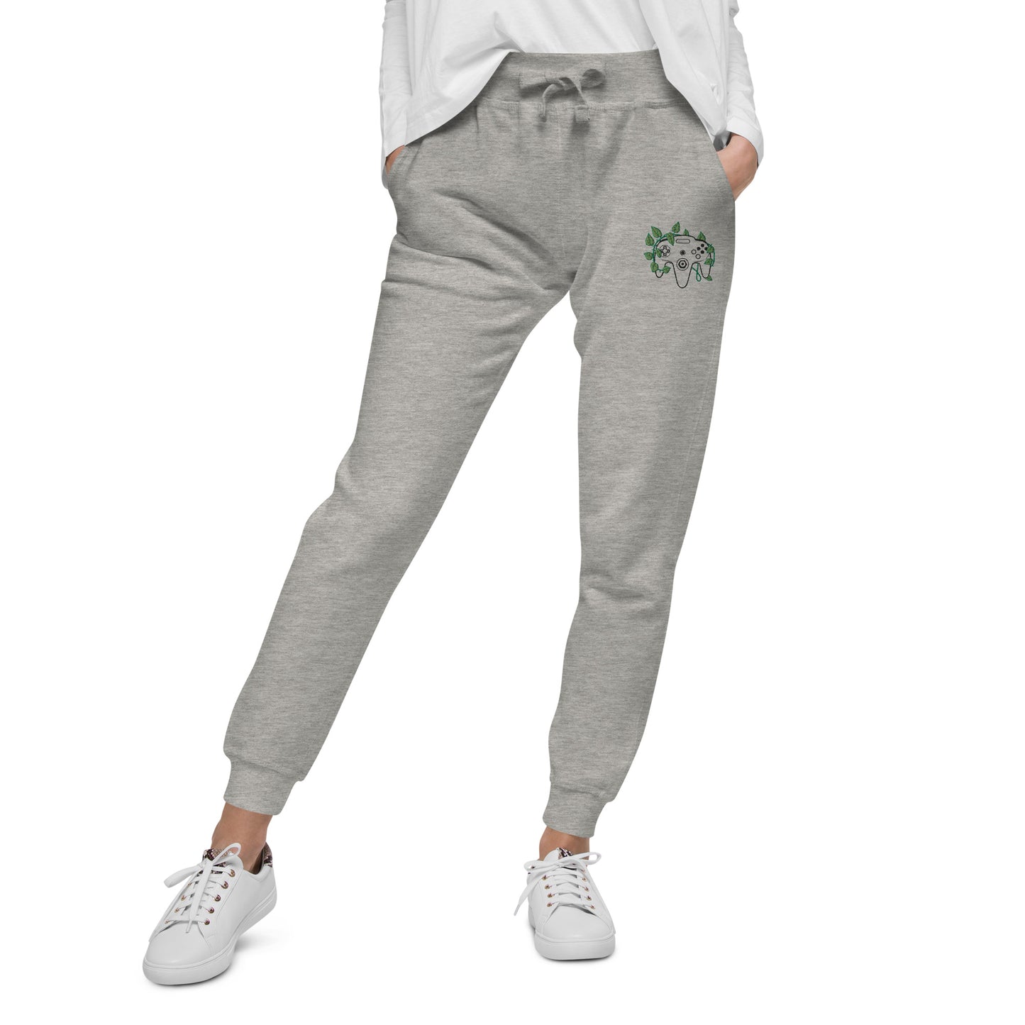 N64 Leaf Embroidered Unisex Fleece Sweatpants