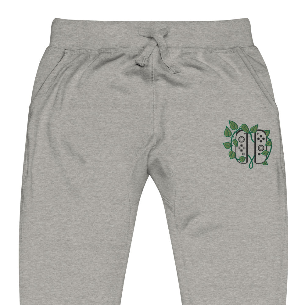 Joy Con Leaf Embroidered Unisex Fleece Sweatpants