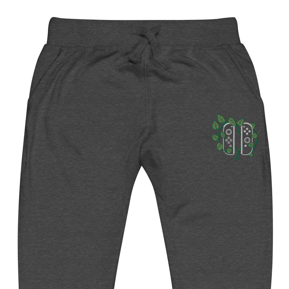 Joy Con Leaf Embroidered Unisex Fleece Sweatpants