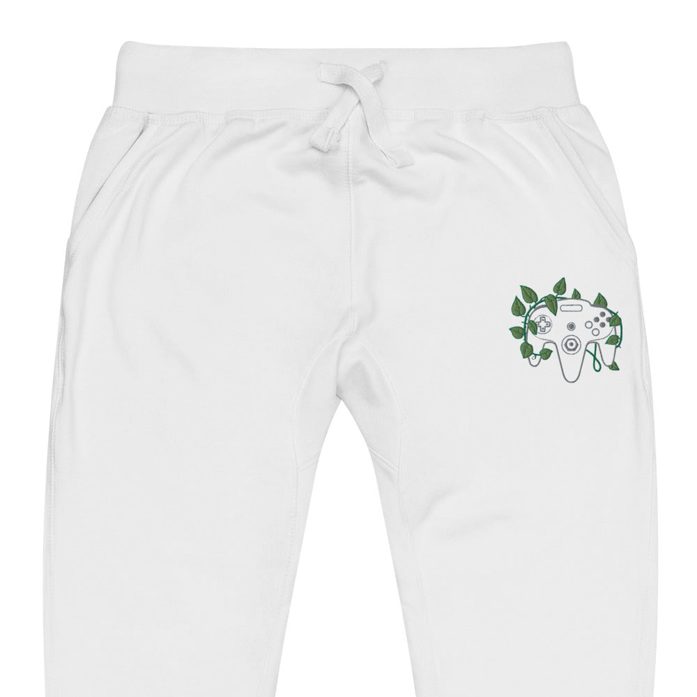 N64 Leaf Embroidered Unisex Fleece Sweatpants