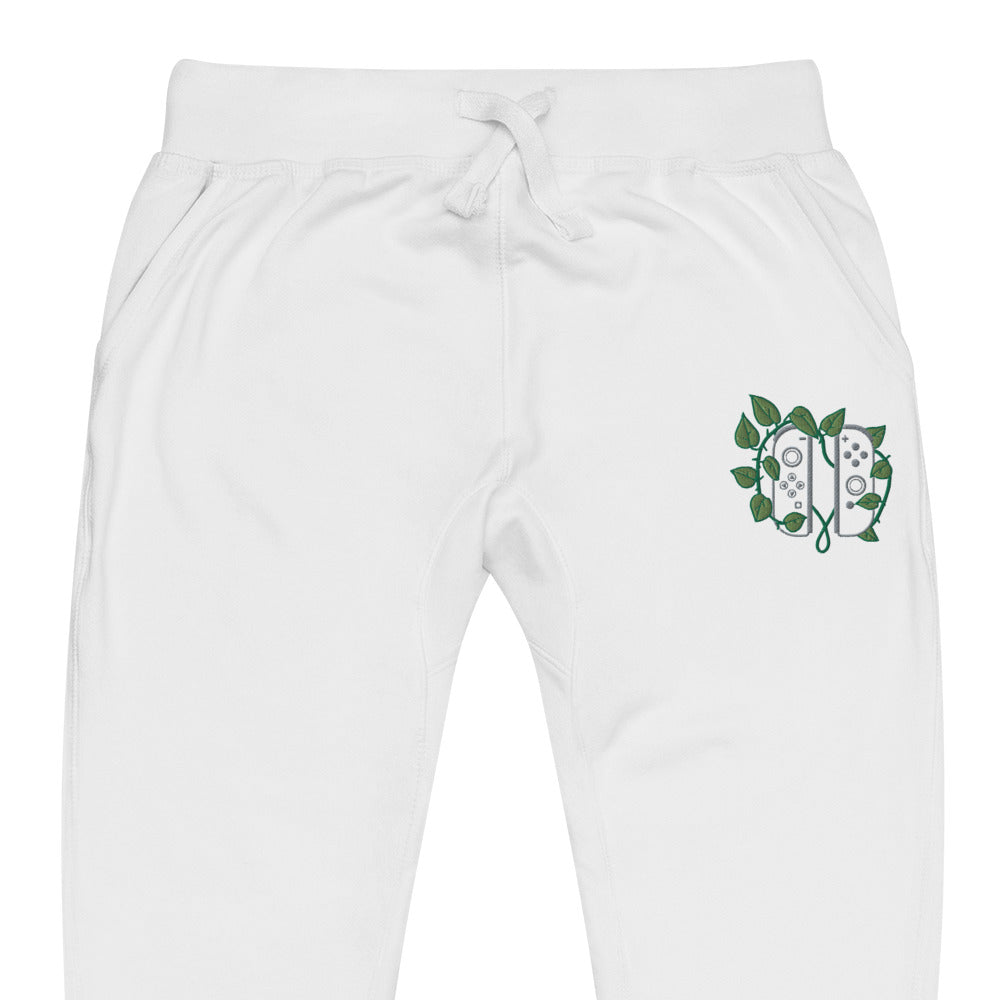 Joy Con Leaf Embroidered Unisex Fleece Sweatpants