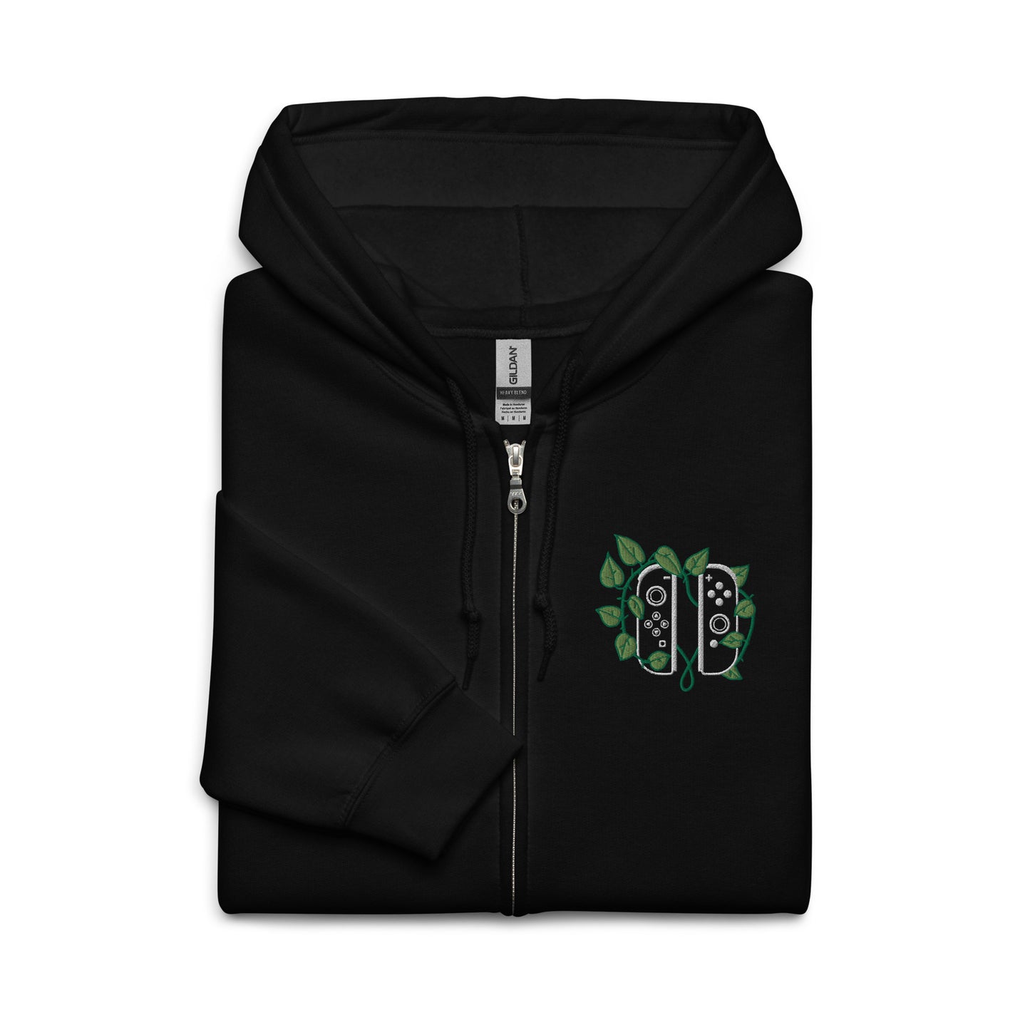 Joy Con Leaf Embroidered Unisex Zip Hoodie