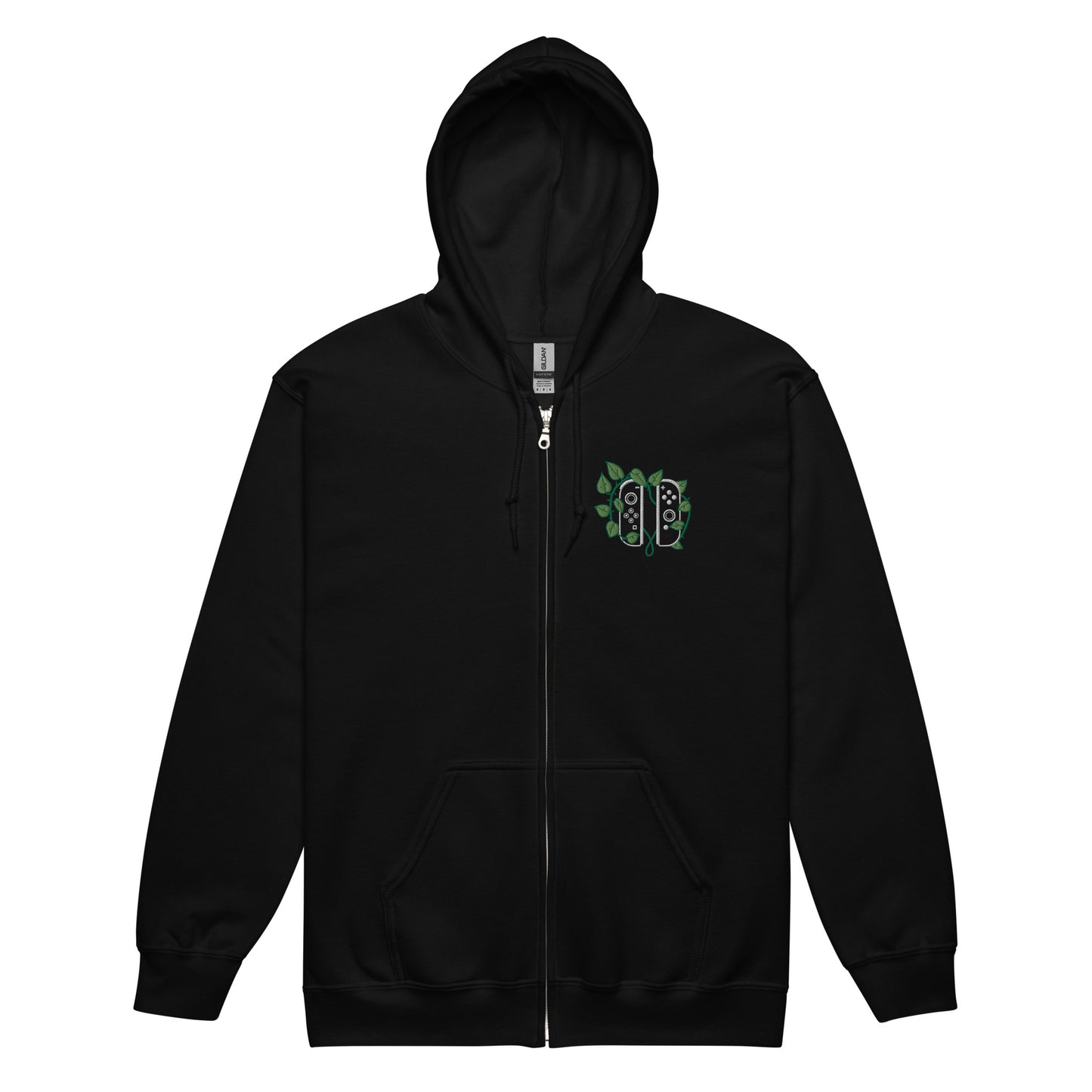 Joy Con Leaf Embroidered Unisex Zip Hoodie