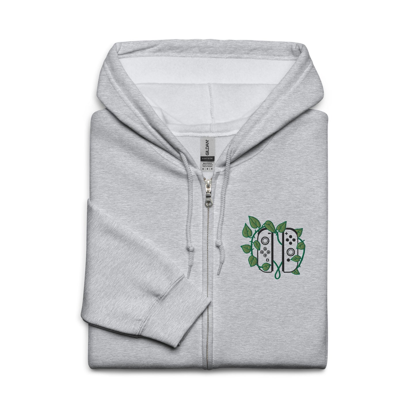 Joy Con Leaf Embroidered Unisex Zip Hoodie