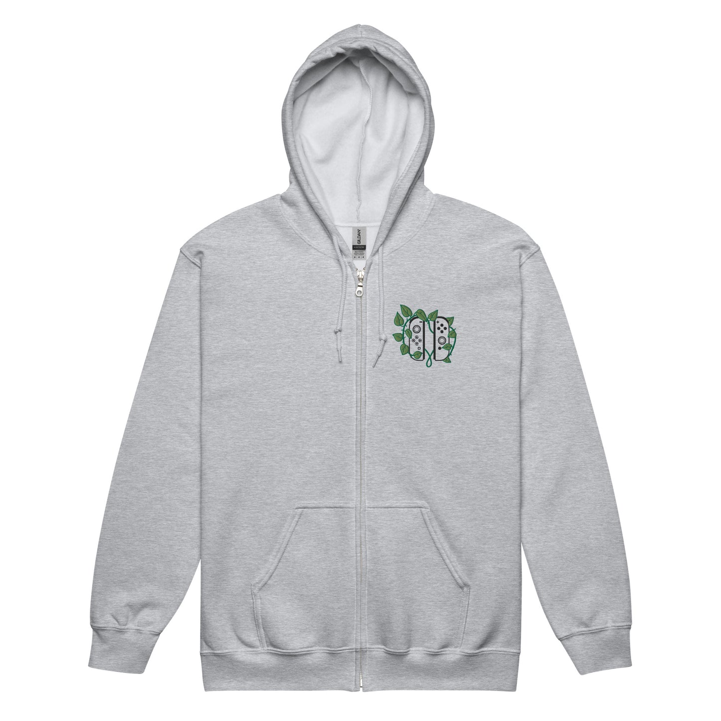 Joy Con Leaf Embroidered Unisex Zip Hoodie