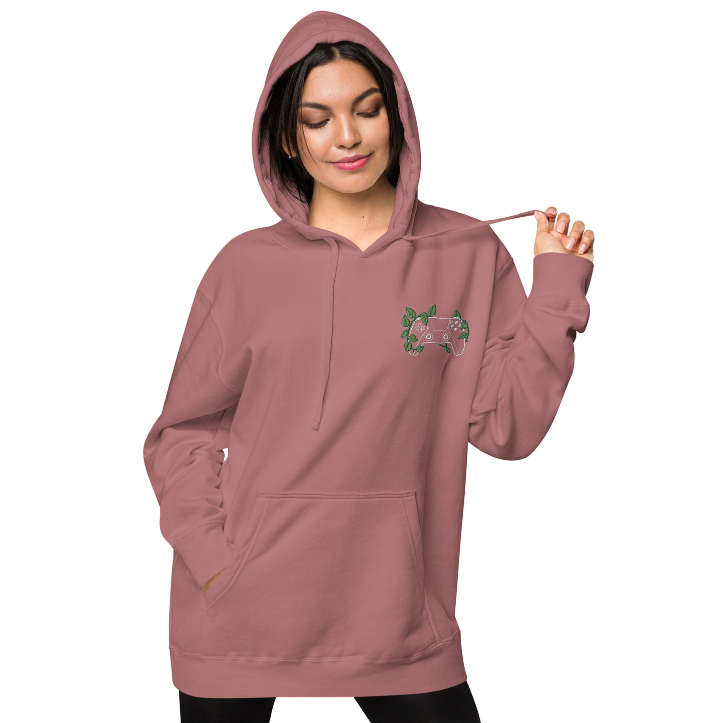 PS5 Leaf Embroidered Vintage Pullover Hoodie