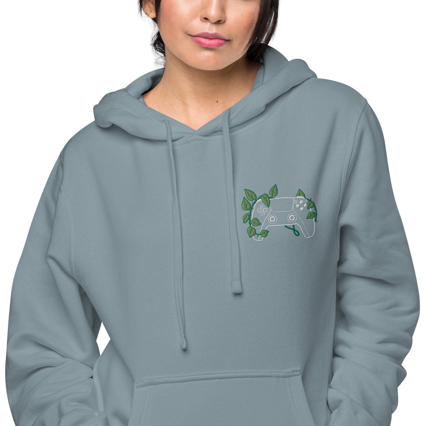 PS5 Leaf Embroidered Vintage Pullover Hoodie