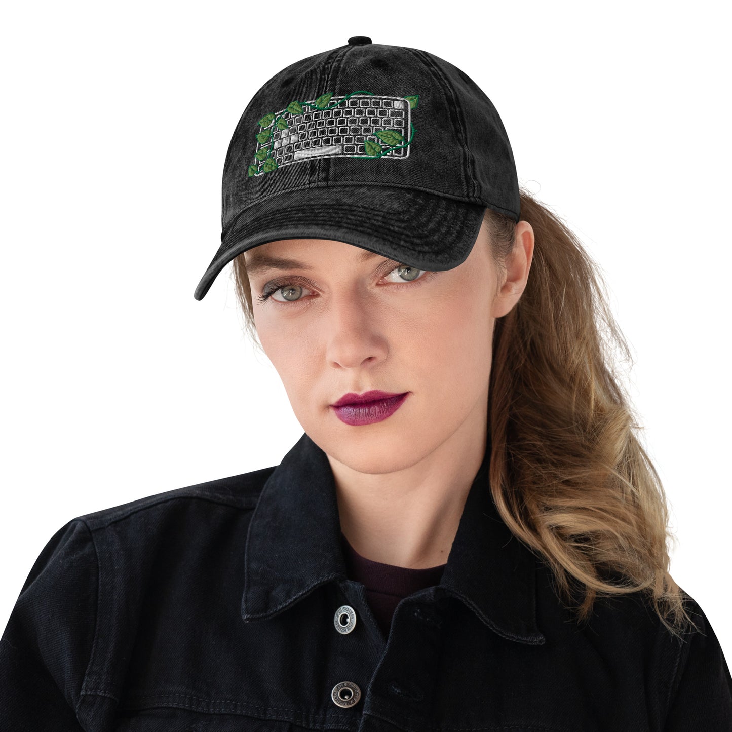 PC Gamer Leaf Embroidered Denim Cap