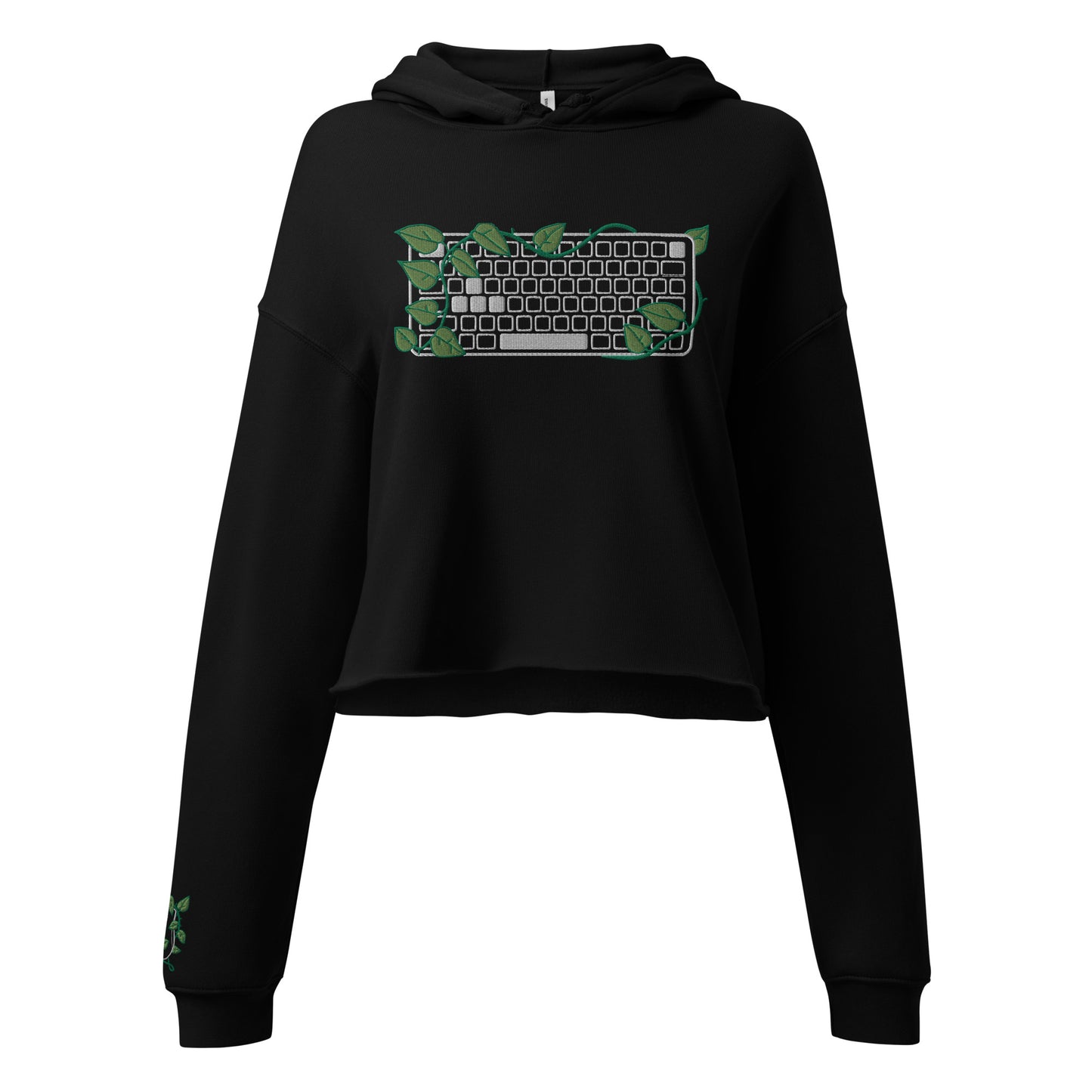 PC Gamer Leaf Embroidered Cropped Hoodie